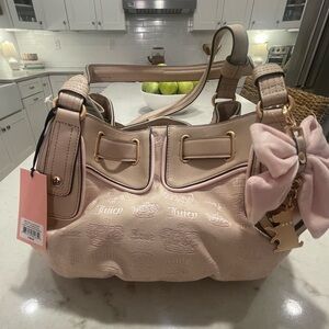 Juicy Couture Cream and Pink Shoulder Bag with Bow
